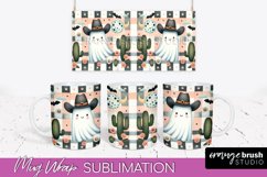 Ghost Mug Wrap - Western Halloween Mug Sublimation Product Image 1