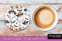 Ghost Coaster, Western Halloween Round Coaster Sublimation Product Image 1