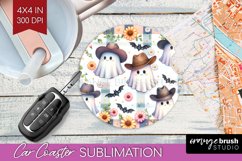 Ghost Car Coaster - Western Halloween Coaster PNG Product Image 1