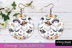 Western Halloween Earrings, Ghost Round Earrings Sublimation Product Image 1