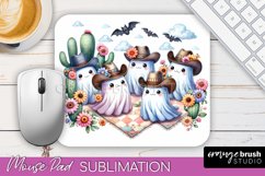 Western Halloween Mouse Pad, Ghost Mousepad Sublimation Product Image 1