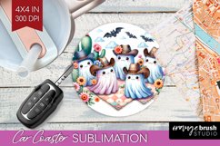 Ghost Car Coaster - Western Halloween Coaster PNG Product Image 1