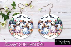 Western Halloween Earrings, Ghost Round Earrings Sublimation Product Image 1