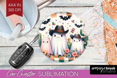 Ghost Car Coaster - Western Halloween Coaster PNG Product Image 1