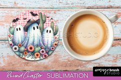 Ghost Coaster, Western Halloween Round Coaster Sublimation Product Image 1