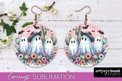Western Halloween Earrings, Ghost Round Earrings Sublimation Product Image 1