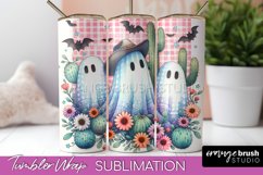 Western Halloween Tumbler Wrap - Ghost Tumbler Sublimation Product Image 1