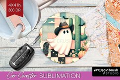 Ghost Car Coaster - Western Halloween Coaster PNG Product Image 1