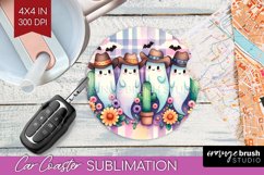 Ghost Car Coaster - Western Halloween Coaster PNG Product Image 1