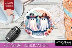 Ghost Car Coaster - Western Halloween Coaster PNG Product Image 1