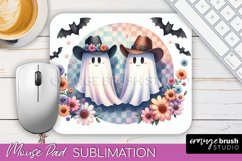 Western Halloween Mouse Pad, Ghost Mousepad Sublimation Product Image 1