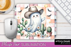 Western Halloween Mouse Pad, Ghost Mousepad Sublimation Product Image 1