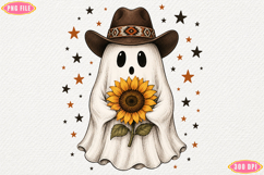 Western Ghost Sunflower Halloween PNG Product Image 1