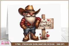 Western Cowboy Valentine Gnome png, Howdy Valentine png Product Image 3