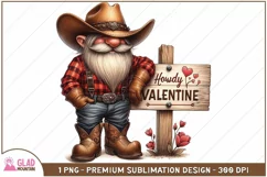 Western Cowboy Valentine Gnome png, Howdy Valentine png Product Image 1