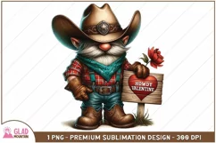 Western Cowboy Valentine Gnome png, Howdy Valentine png Product Image 1