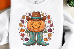 Western Halloween Cowgirl Pumpkin PNG Product Image 1