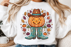 Western Halloween Cowgirl Pumpkin PNG Product Image 2