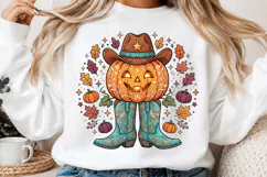 Western Halloween Cowgirl Pumpkin PNG Product Image 2