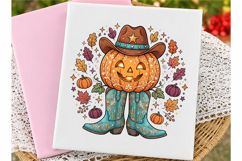 Western Halloween Cowgirl Pumpkin PNG Product Image 3