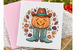 Western Halloween Cowgirl Pumpkin PNG Product Image 3