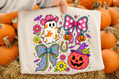 Western Halloween PNG, Cowgirl Ghost, Pumpkin Sublimation Product Image 2