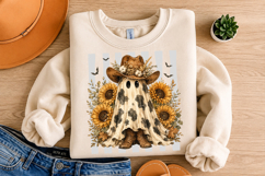 Western Halloween Sublimation Design,Ghost with Cowboy Hat Product Image 2