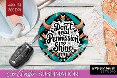 Inspirational Quote Car Coaster - Western Coaster PNG Product Image 1