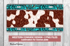 Western License Plate PNG | Cowhide Car Plate Sublimation Product Image 1