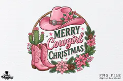 Western Merry Cowgirl Christmas PNG Product Image 1