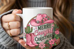 Western Merry Cowgirl Christmas PNG Product Image 3