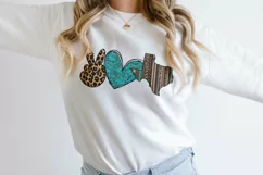 Western Peace Love Texas sublimation PNG design