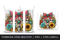 Western tumbler, mug wrap, clipart sublimation design Product Image 4