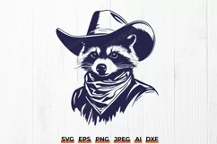 Western Cowboy Raccoon SVG | Wild West Bandit Raccoon Design Product Image 1