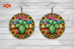 Western Round Earrings Png Sublimation Product Image 1