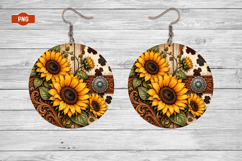 Western Round Earrings Png Sublimation Product Image 1