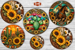 Western Round Earrings Png Sublimation Product Image 1
