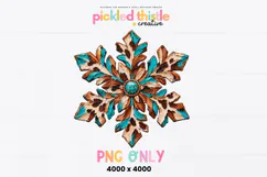 Western Snowflake PNG, Turquoise Cowhide Christmas Product Image 1
