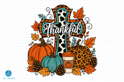 Western Thankful Cowhide Cross Png Sublimation Design Product Image 1
