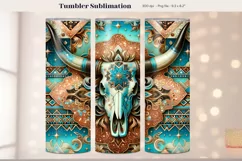 Western Tumbler Wrap Boho Cow Skull Tumbler Cowgirl PNG