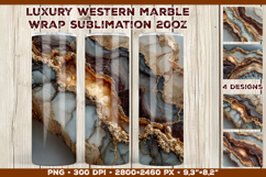 Luxury Western Marble Tumbler Wrap Sublimation Design Product Image 1