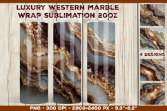 Luxury Western Marble Tumbler Wrap Sublimation Design Product Image 1