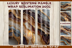 Luxury Western Marble Tumbler Wrap Sublimation Design Product Image 1
