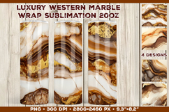 Luxury Western Marble Tumbler Wrap Sublimation Design Product Image 1