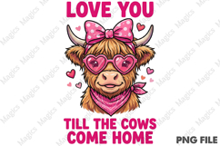 Western Valentine's Day Png Highland Cow Product Image 1