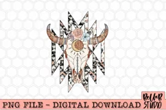 Western Floral Longhorn Skull PNG Sublimation Design Product Image 2