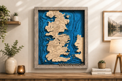Westeros Layered Map SVG | 3D Wooden Fantasy Map Product Image 2