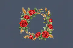 Rose. Floral Wreath Sublimation Print Design PNG Product Image 2