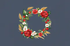 Rose. Floral Wreath Sublimation Print Design PNG Product Image 3