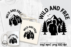 Wild and free svg, Camping quotes svg, Mountain svg Product Image 1
